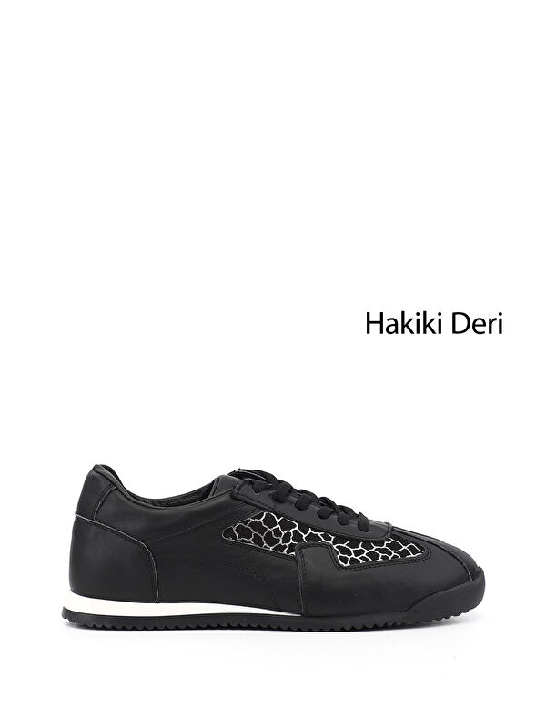 GÖNDERİ(R) Kadın SİYAH Lastik Bağcıklı Hakiki Deri Sneaker