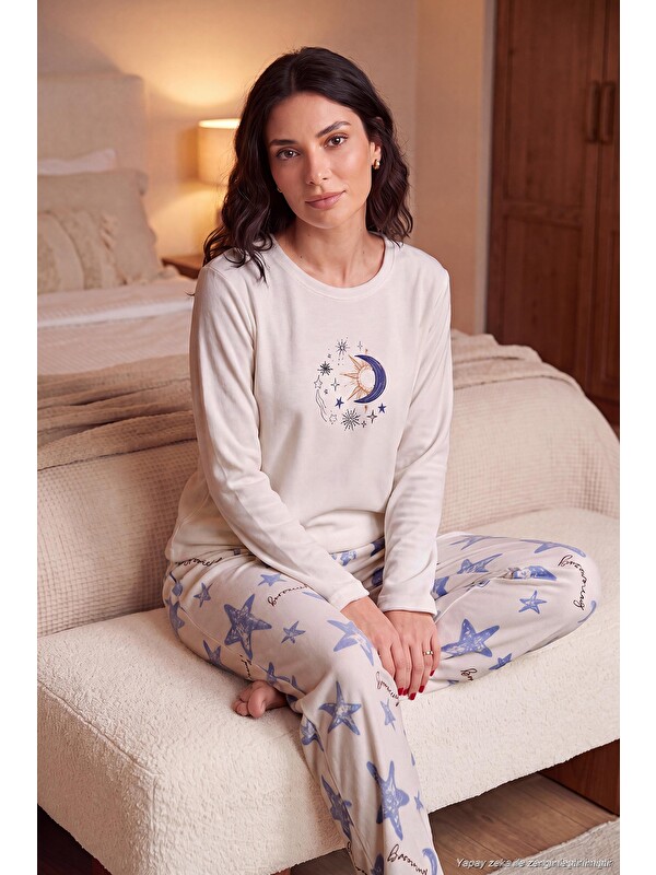 Lela Desenli Yumuşak Dokulu Uzun Kollu Kadın Pijama Takımı 65750155