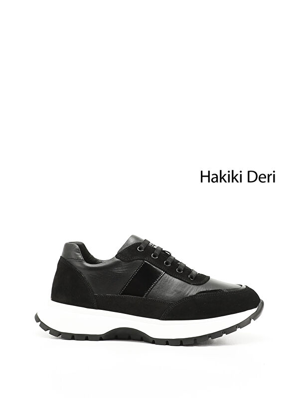 GÖNDERİ(R) Kadın ZÜMRÜT-SİYAH Lastik Bağcıklı Hakiki Deri Sneaker