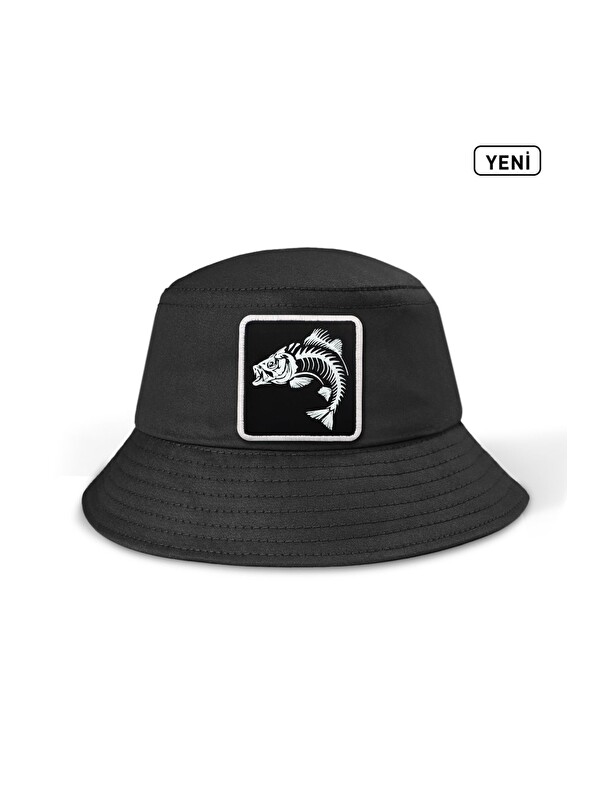BlackBörk Balık Logolu Bucket Siyah Şapka