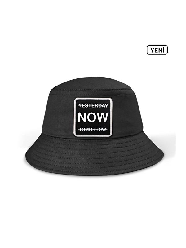 BlackBörk Yesterday Now Tomorrow Logolu Bucket Siyah Şapka