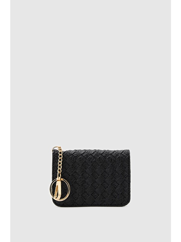 Shulebags Wowen Örgü Deri Charm Kartlık Siyah