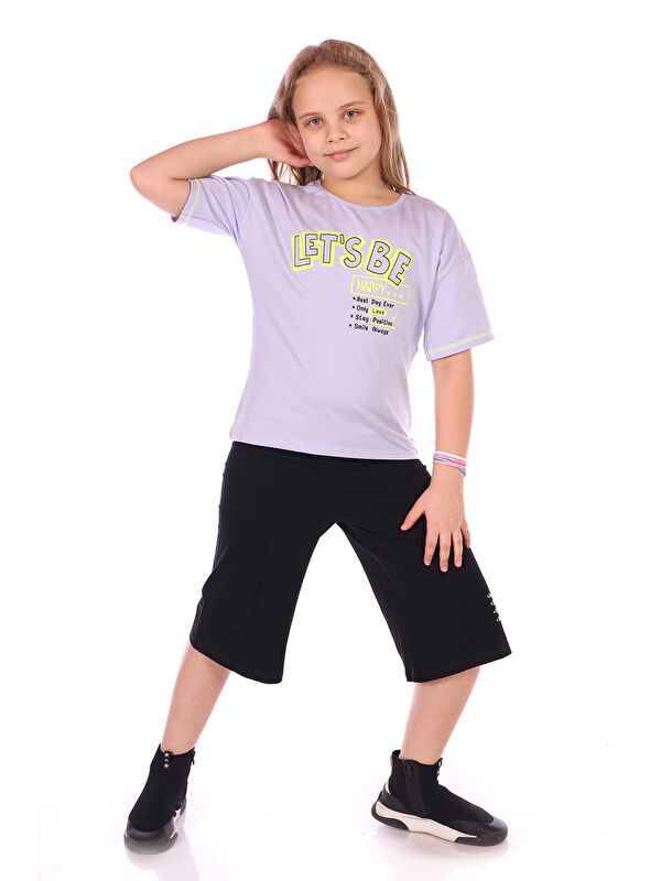 Toontoykids Kız Çocuk Lets Be Happy Baskılı Kaprili Takım