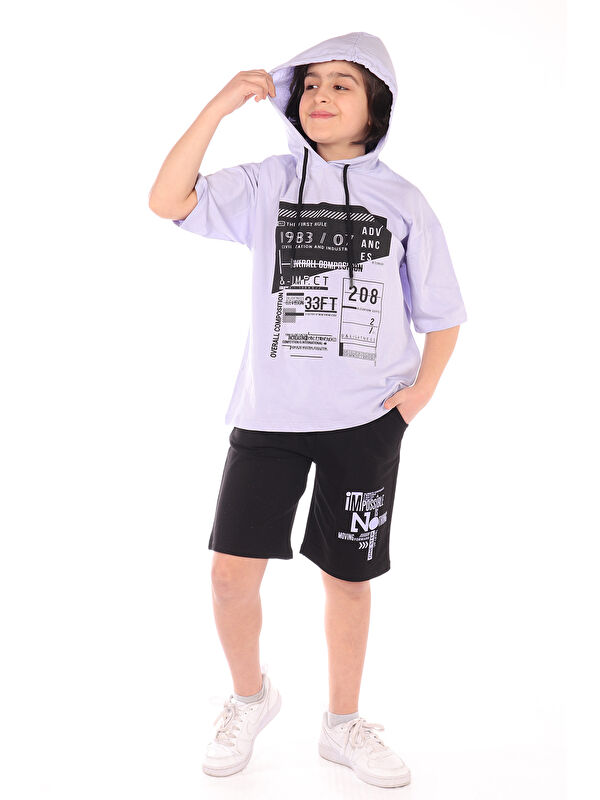 Toontoykids Erkek Çocuk Overall Composition Baskılı Şortlu Takım