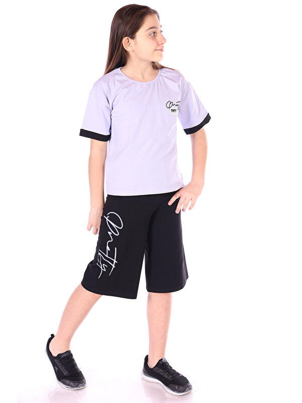 Toontoykids Kız Çocuk Pretty Baskılı + Nakışlı Kaprili Takım