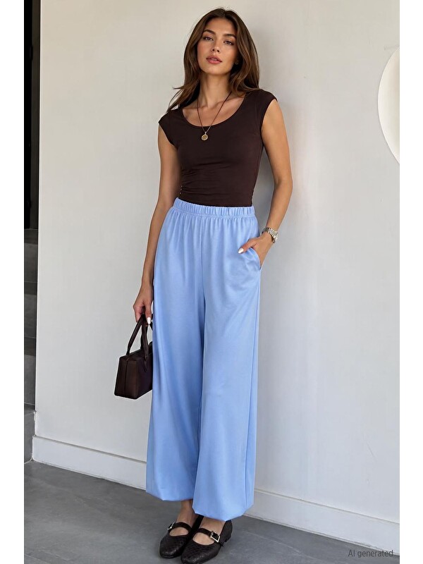 Gülseli Kadın Bel Ve Paça Lastikli Şalvar Model Pantolon