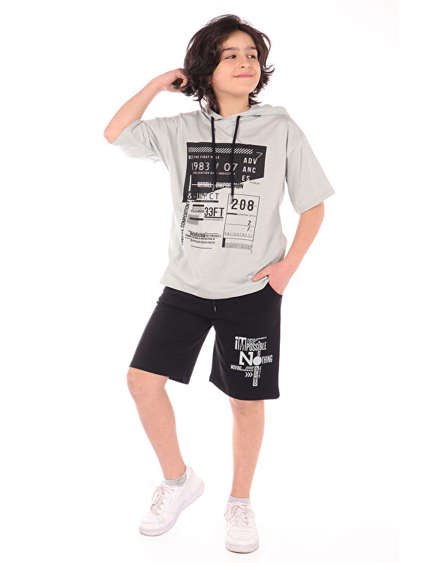 Toontoykids Erkek Çocuk Overall Composition Baskılı Şortlu Takım