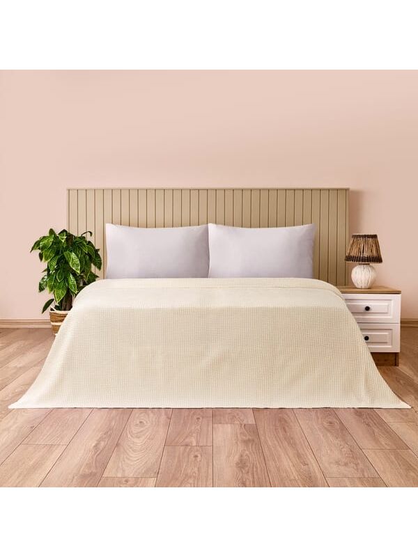 Evidea Soft Rete Tek Kişilik Pike - Krem - 160x220 cm