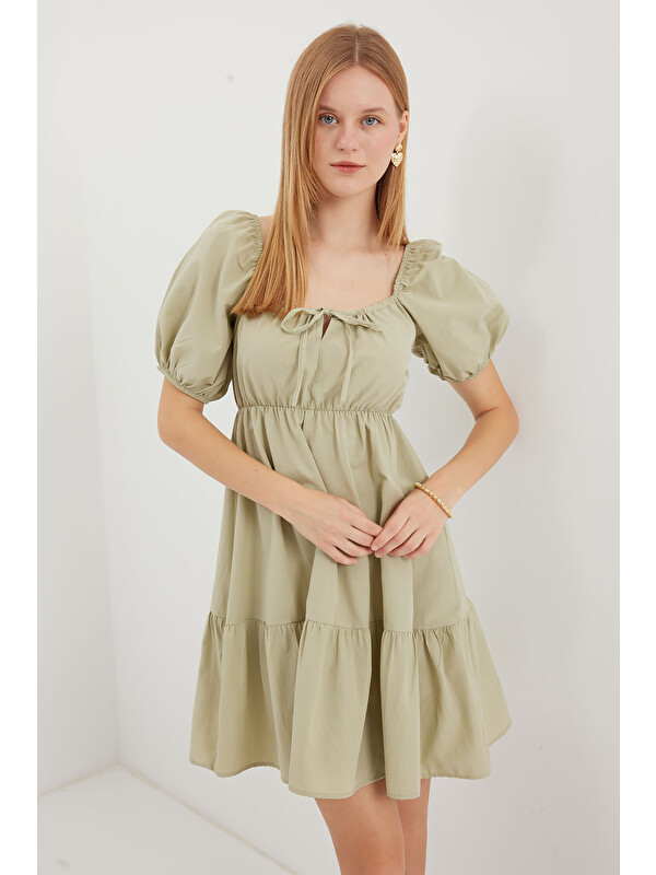 Bigdart 2351 Kloş Poplin Elbise - Çağla