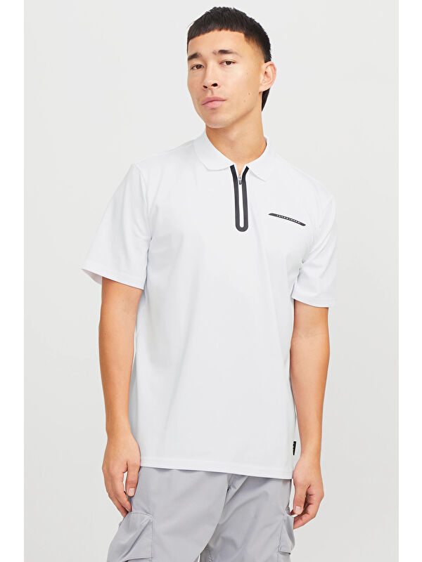 Jack & Jones Core Jcofusion Pamuklu Regular Fit Yarım Fermuarlı Polo Yaka T Shirt 12273127