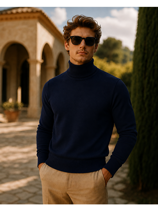 Comstar Erkek Kışlık Slim Fit K.Lacivert Kazak