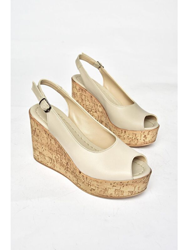 S9960635 Bej Kadın Dolgu Topuklu Ayakkabı - Görsel 4