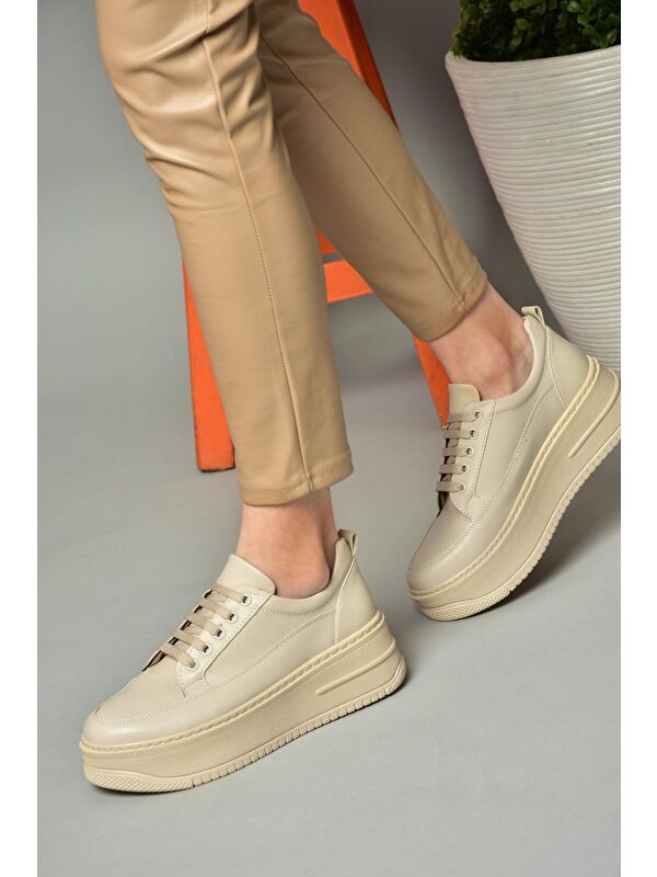 P2741175 Bej Kadın Sneakers - Görsel 3