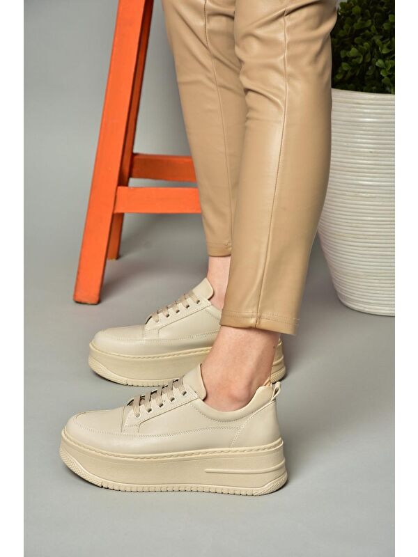 P2741175 Bej Kadın Sneakers - Görsel 4