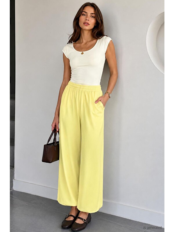 Gülseli Kadın Bel Ve Paça Lastikli Şalvar Model Pantolon