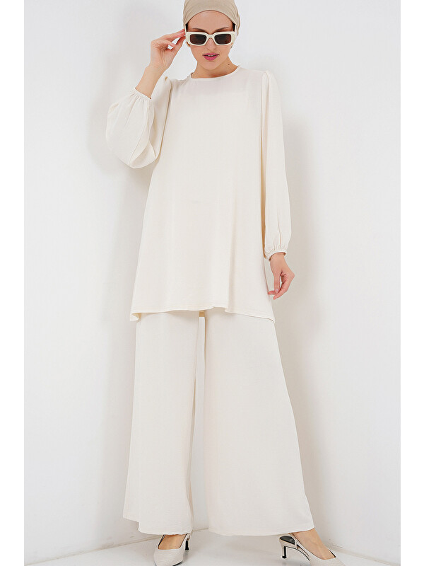 Bigdart Ayrobin Tunik Pantolon Alt Üst Takım 6712 - Ekru
