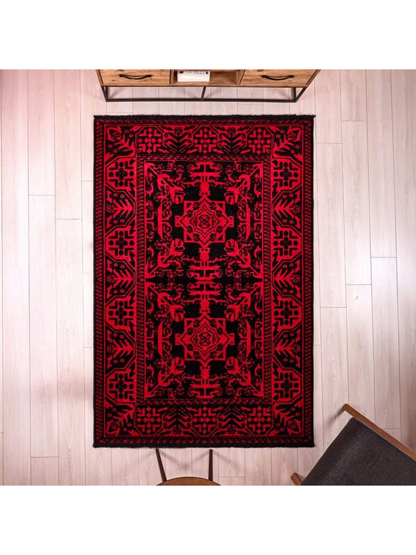Evidea Soft Arzen Afgan Desenli Halı - Kırmızı - 160x230 cm
