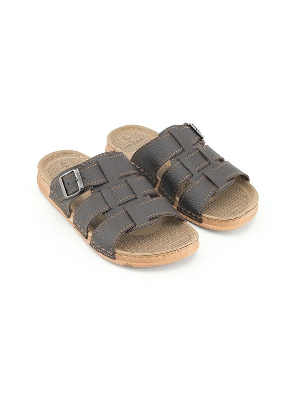 Erkek Yazlık Tek Toka Suni Deri Ayarlanabilir Günlük Terlik - Görsel 4