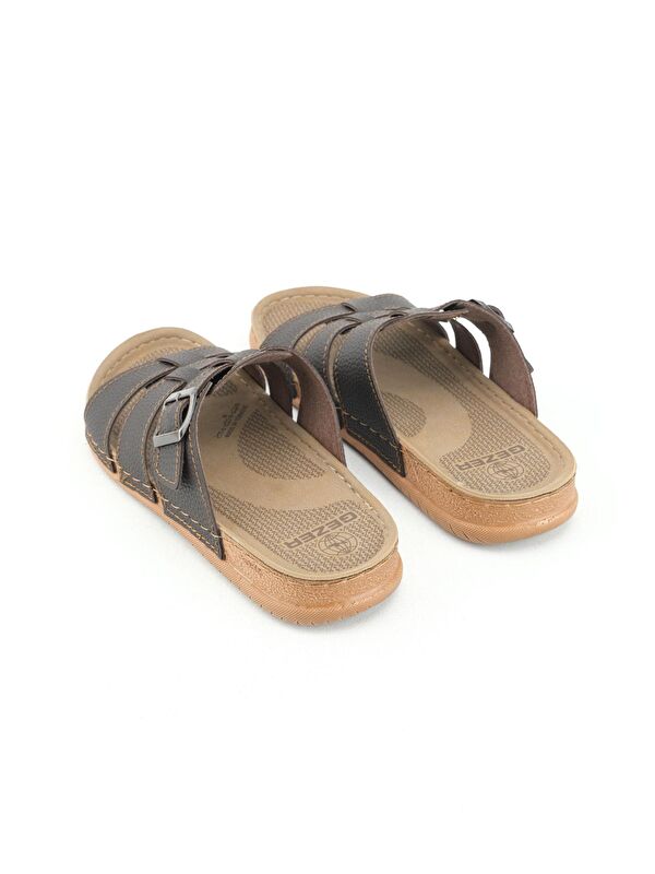 Erkek Yazlık Tek Toka Suni Deri Ayarlanabilir Günlük Terlik - Görsel 5