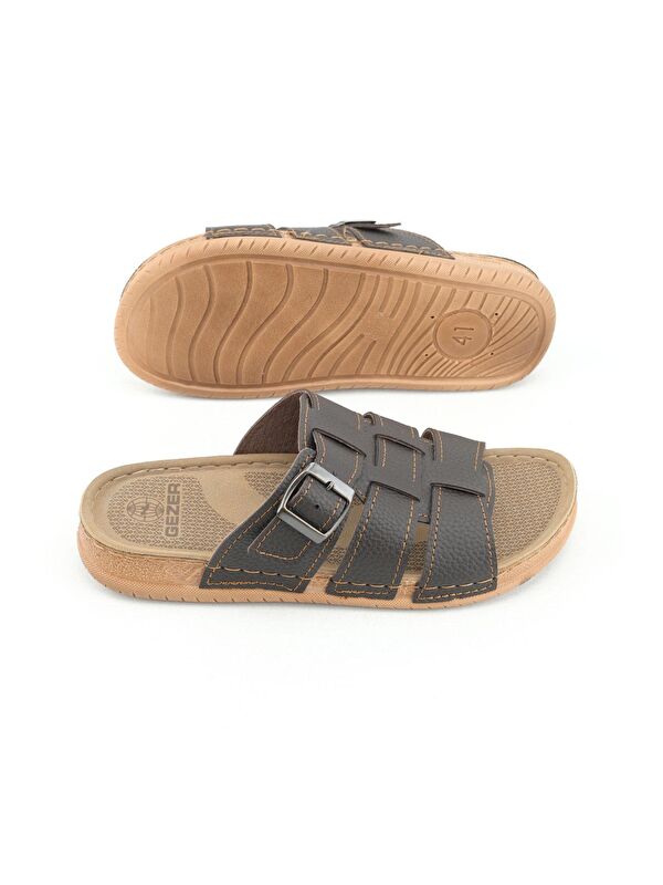 Erkek Yazlık Tek Toka Suni Deri Ayarlanabilir Günlük Terlik - Görsel 6