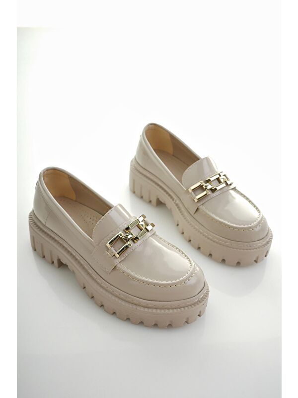 SAMANTHA Kadın Loafer Kalın Taban Tokalı Günlük Casual Makosen Ayakkabı - Görsel 4