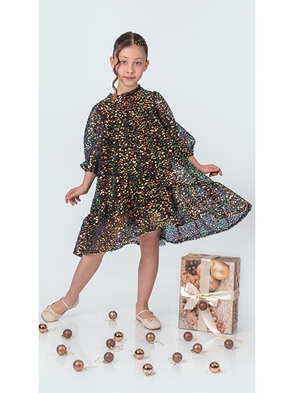 Mnk Baby & Kids Likio Vintage Payet Kız Çocuk Abiye M00739