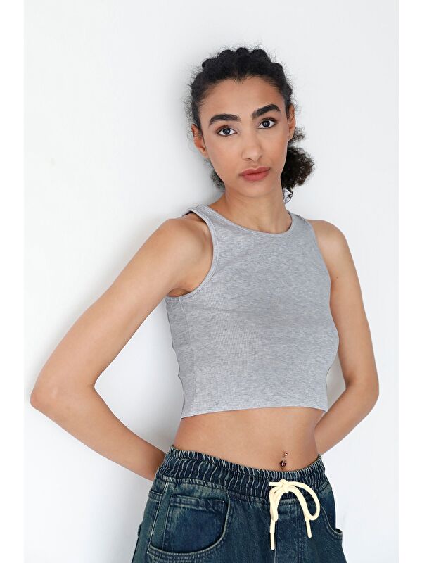 Fullamoda Basic Fitilli Halter Yaka Modal Body