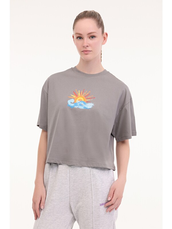 Kinetix WL ANWAR 11BT264 5FX Gri Kadın Kısa Kol T-Shirt
