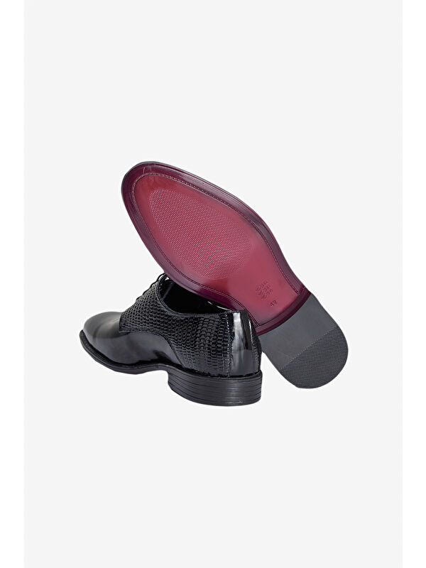 Erkek Siyah %100 Deri Klasik Rugan Ayakkabı - Görsel 5