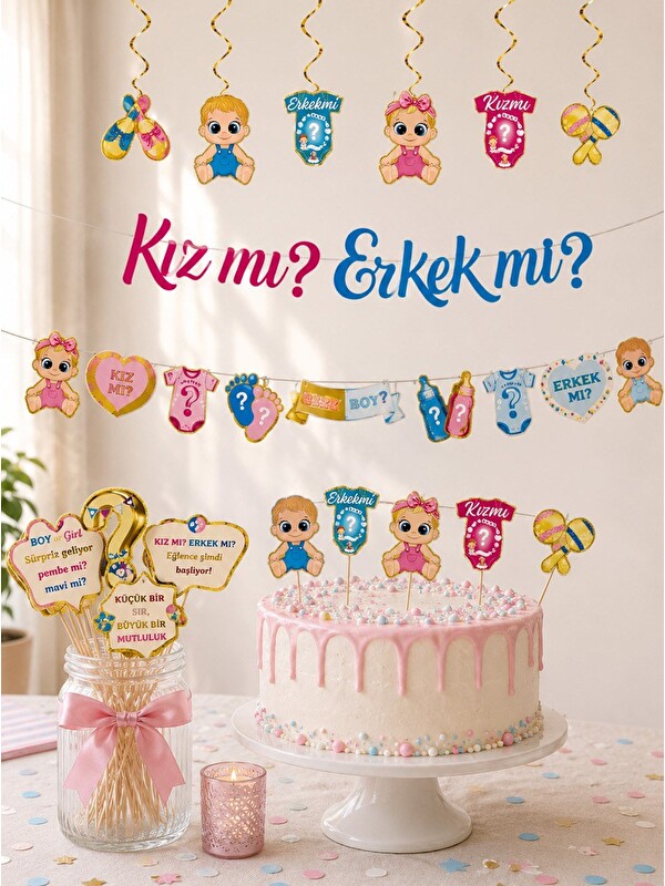Parti Adresi Cinsiyet Öğrenme Parti Seti Kız mı Erkek mi Parti Süsleri