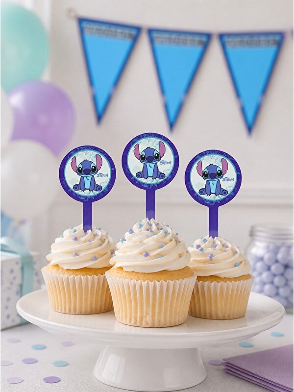 Parti Adresi Stiich Temalı Kağıt Kürdan Figürlü Cupcake Kürdanı 10'lu