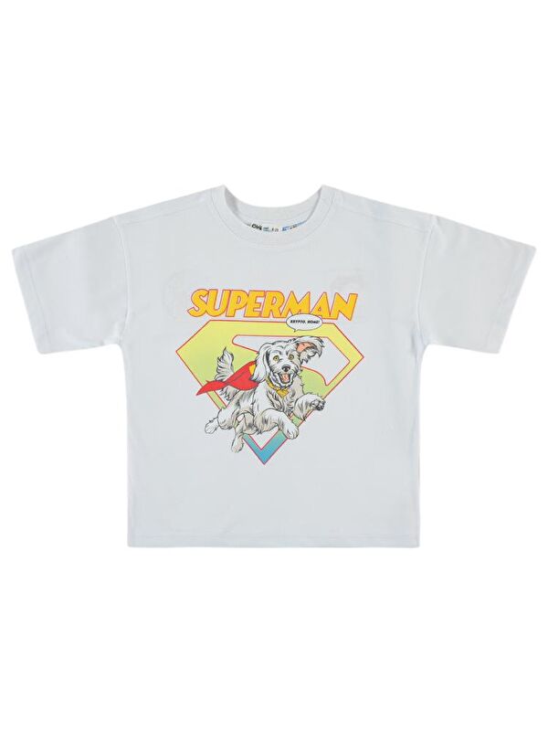 Superman Krypto Baskılı 6-9 Yaş Tişört - Beyaz9-10 Yaş