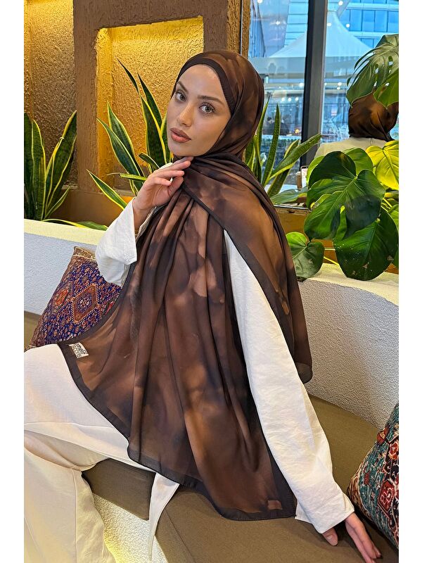 Lamelif Batik Desen Soft Şal Camel