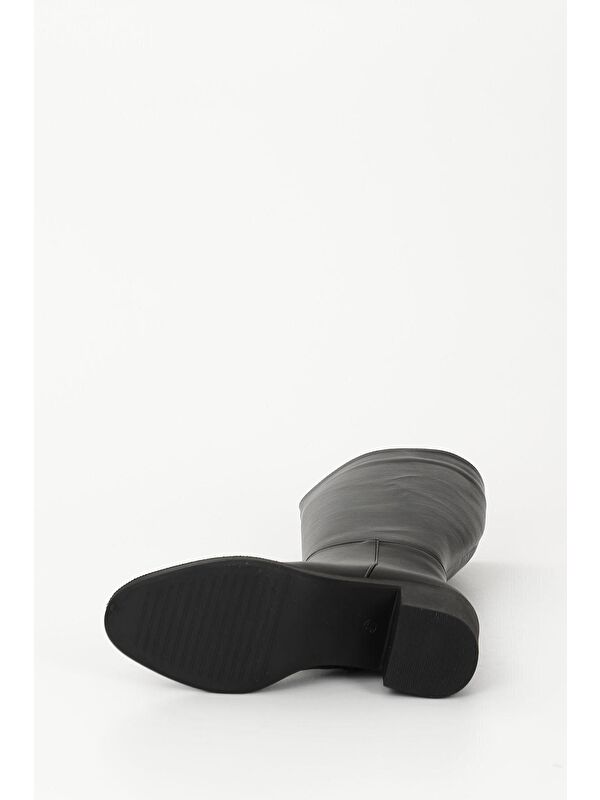 SİYAH Yuvarlak Burun Topuklu Fermuarlı Kadın Günlük Çizme 35760 - Görsel 8