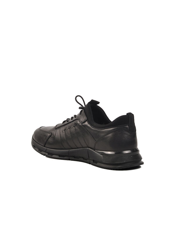 Siyah Hakiki Deri Erkek Casual Ayakkabı - Görsel 5