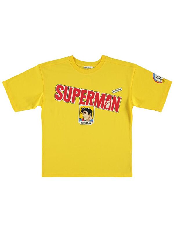 Superman Süperman Baskılı 10-13 Yaş Tişört - Sarı 11-12 Yaş