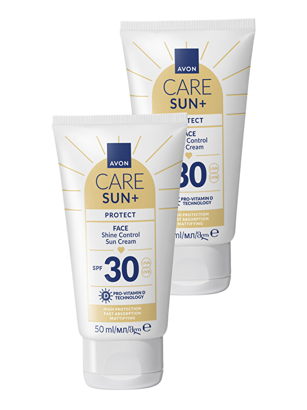 AVON SUN+ PROTECT Yüz İçin Parlaklık Kontrolü Güneş Kremi SPF 30 50ml İkili Paket