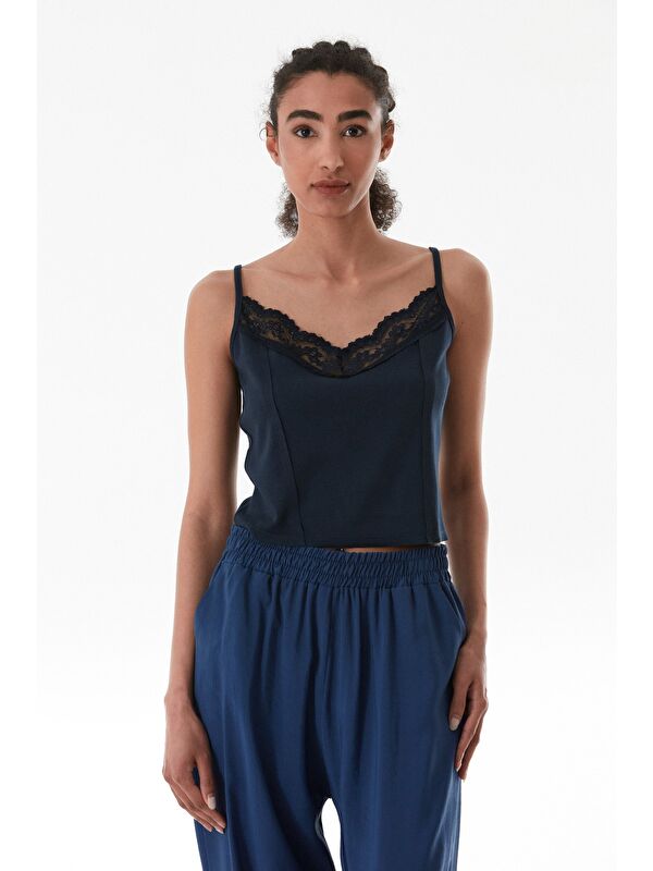 Fullamoda Dantelli İp Askılı Modal Crop Body