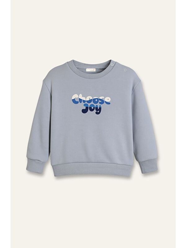 MİNİNİO Erkek Çocuk Baskılı Sweatshirt  - Mavi