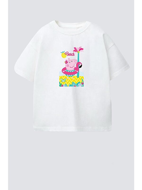 Monila Kız Çocuk Pamuklu Bisiklet Yaka Baskılı T-Shirt