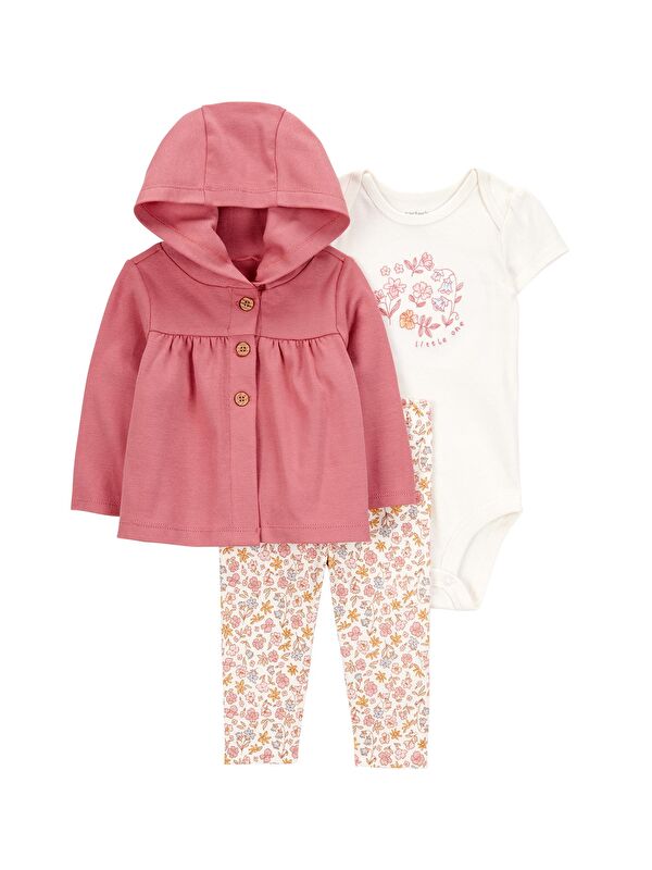 Carter's Kız Bebek Pembe 3Lü Hırkalı