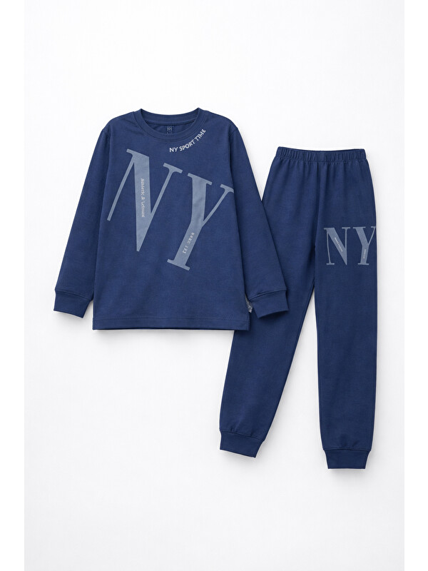 Remsa Erkek Çocuk Garson Boy Manşetli Pamuk Penye Pijama Takımı 4104 Lacivert03