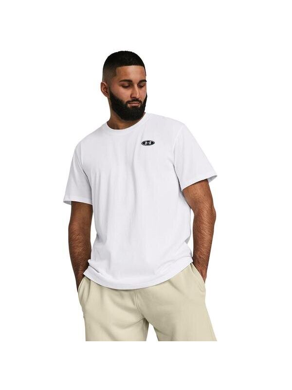 Under Armour Heavyweight Left Chest Patch Erkek Beyaz Yuvarlak Yaka Tişört