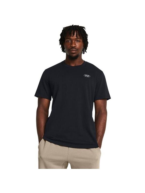 Under Armour Heavyweight Left Chest Patch Erkek Siyah Yuvarlak Yaka Tişört