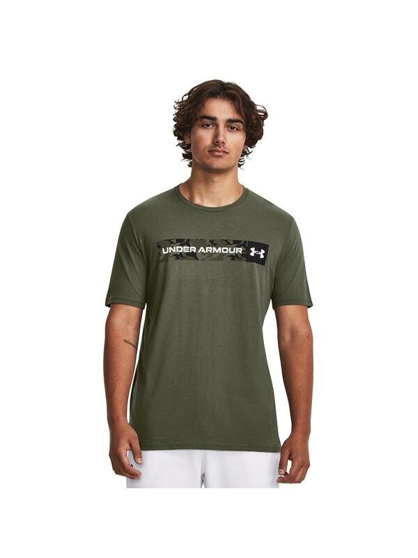 Under Armour Camo Chest Stripe Erkek Yeşil Yuvarlak Yaka Tişört
