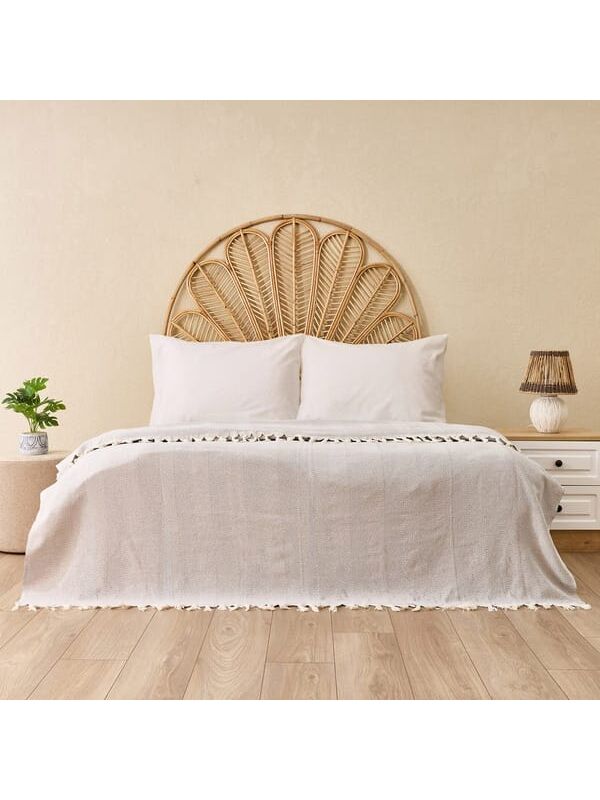 Evidea Soft Econo Çift Kişilik Yatak Örtüsü - Gri / Ekru - 200x220 cm