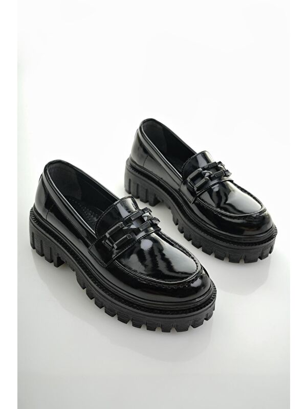 SAMANTHA Kadın Loafer Kalın Taban Tokalı Günlük Casual Makosen Ayakkabı - Görsel 4