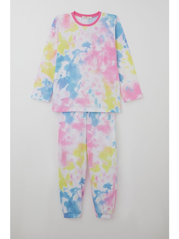 Breeze Kız Çocuk Pijama Takımı Batik Desenli Karışık Renk (4-8 Yaş)