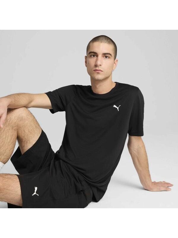 Puma Essentials Small Logo Poly Erkek Siyah Bisiklet Yaka Tişört