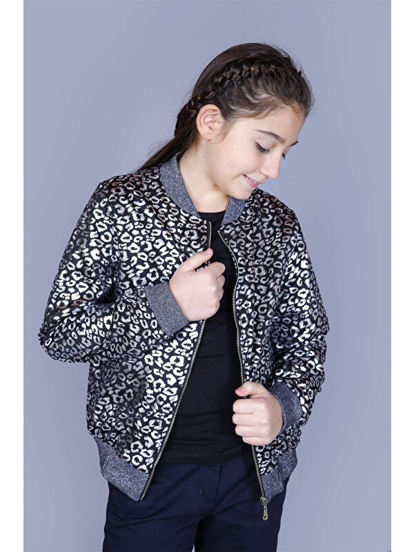 Toontoykids Kız Çocuk Leopar Desenli Parlak Hırka